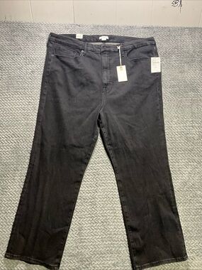 Good American Black Relaxed Straight-Leg Jeans